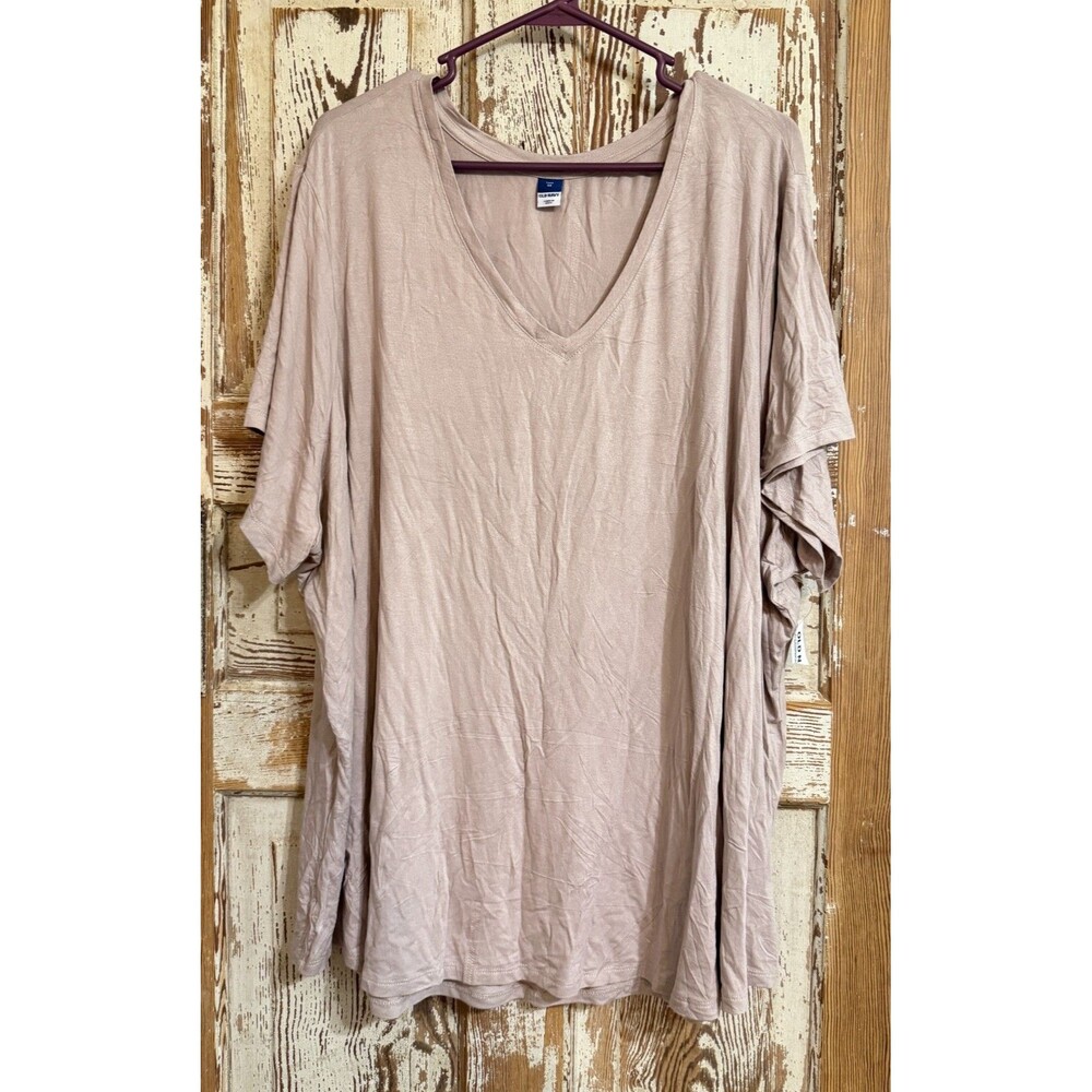 Women's Old Navy Luxe Rayon Short Sleeve V-Neck T-Shirt - Iceland Mineral - 4X